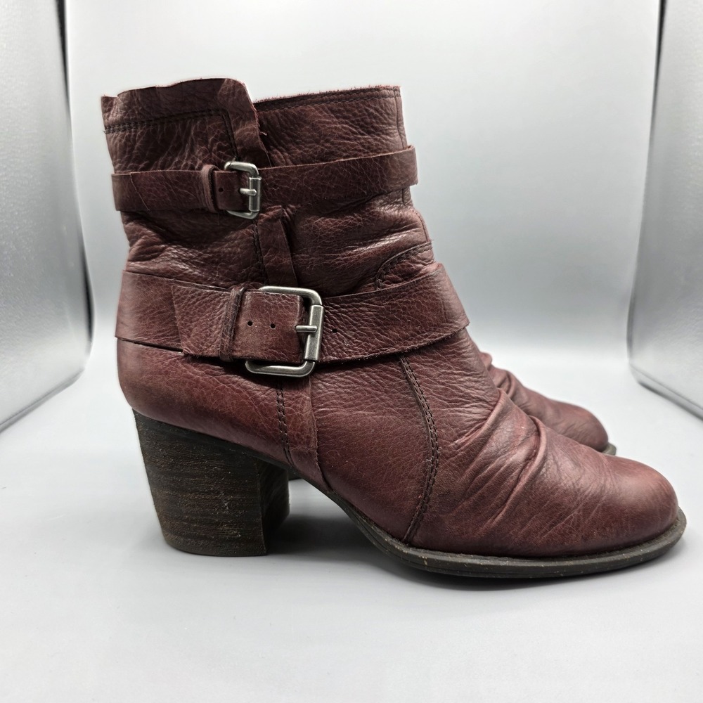 Naya Virtue Boots Women 8 Oxblood Bordo Leather Ankle Western Boho Anthropologie - Picture 5 of 14